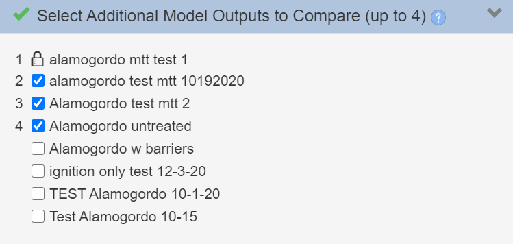 use the checkboxes to select outputs to compare.