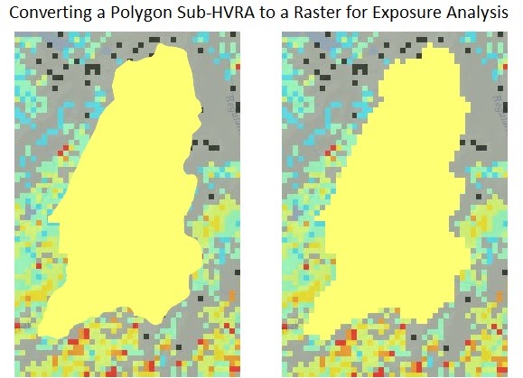 left shows a yellow vector, right shows a yellow raster