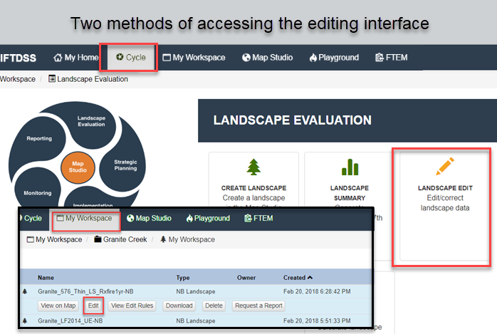 editing can be accessed from more than one place in IFTDSS