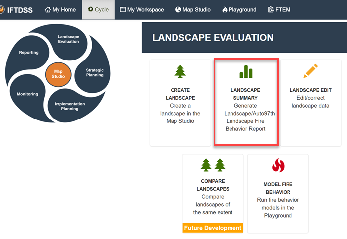 get to the summary page via the Landscape Evaluation stage of the Planning Cycle.