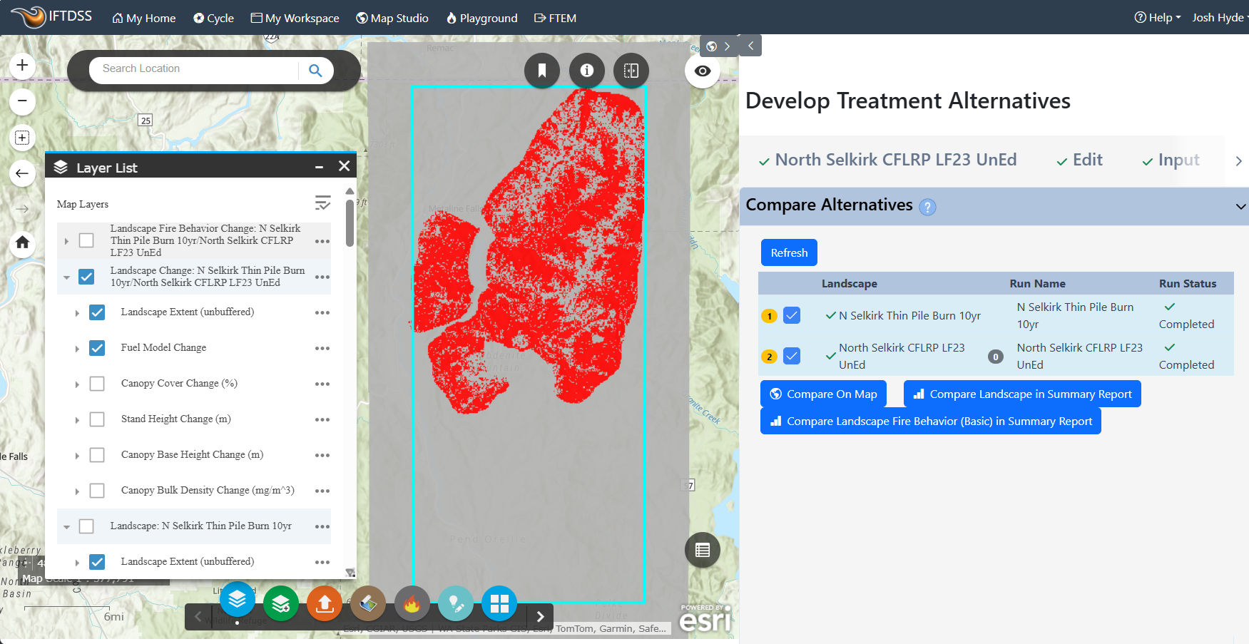The Fuel Model Change layer is shown in Layer List