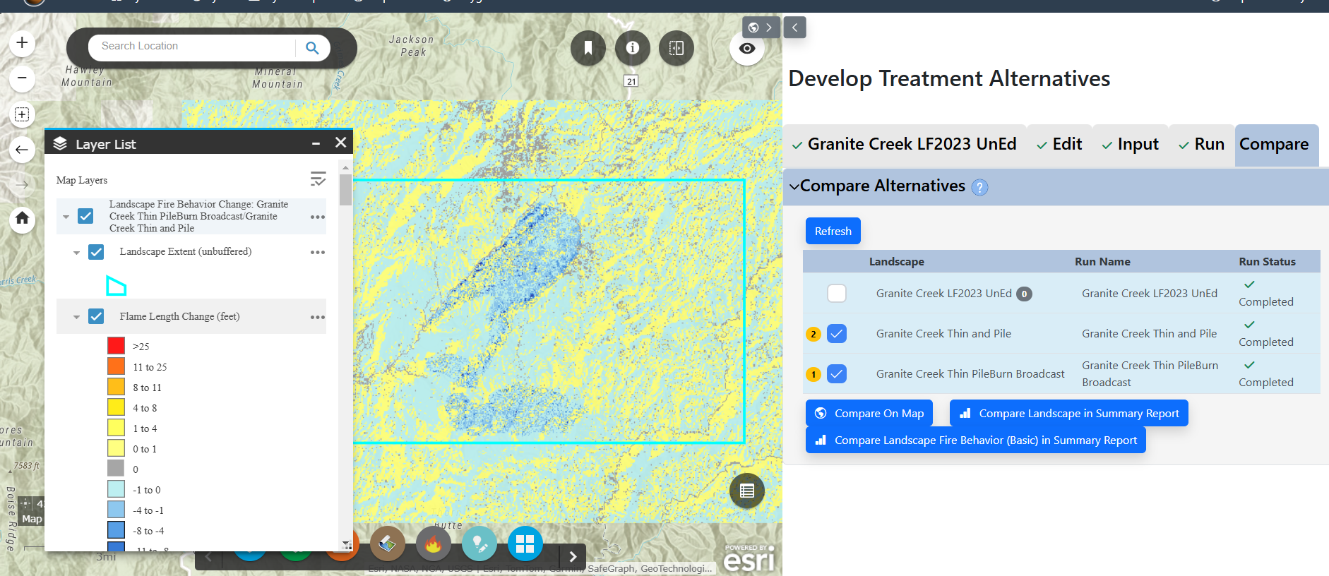 the difference map shows a drop in flame lengths.