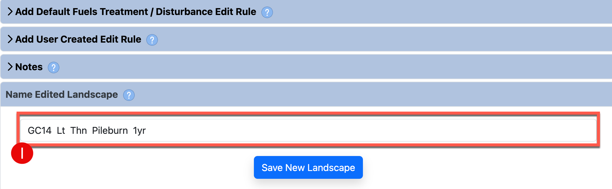 name and save the new landscape