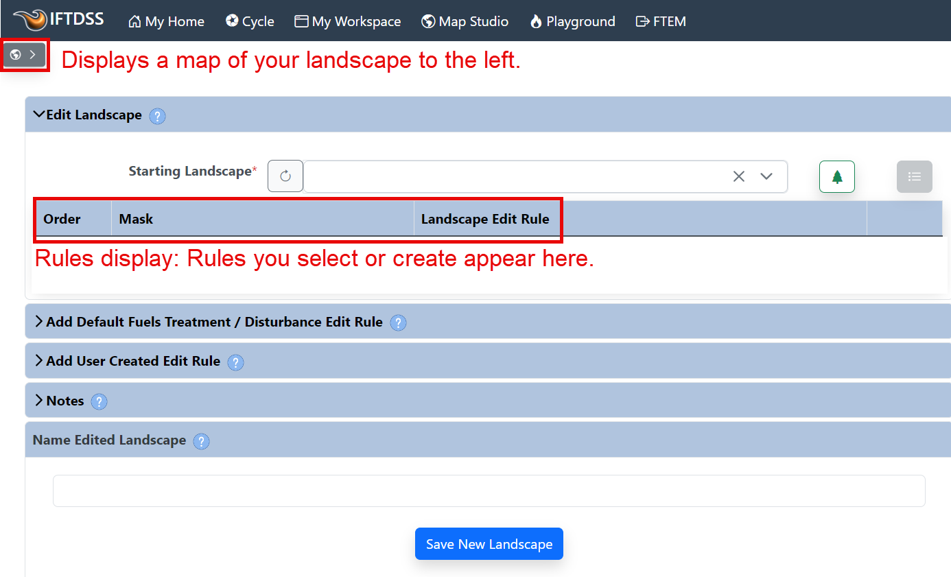 To begin landscape edits, use the dropdown menu to select your landscape