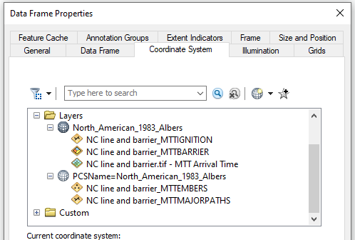 MTT output file list showing slightly different names for the same projection.