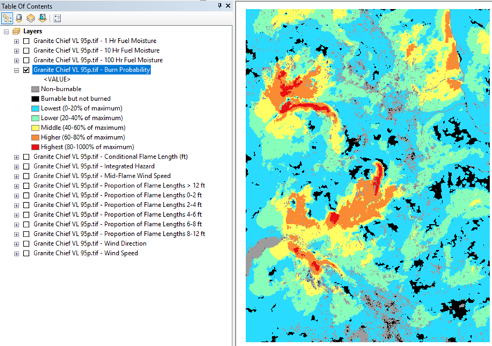 Burn Probability displayed in ArcMap