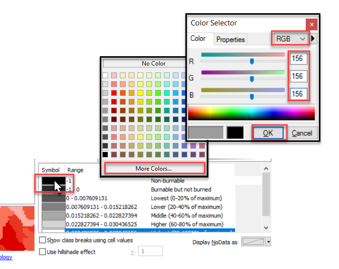 color selection menu