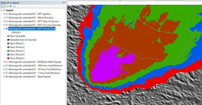 MTT Arrival Time displayed in ArcMap