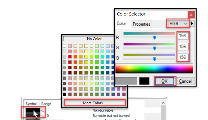 color selection menu