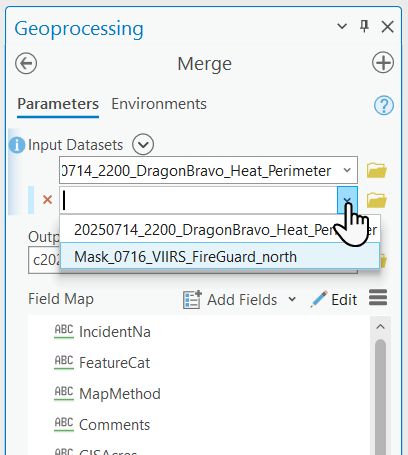 Various shapes are available in the dropdown menu under "Input Datasets"