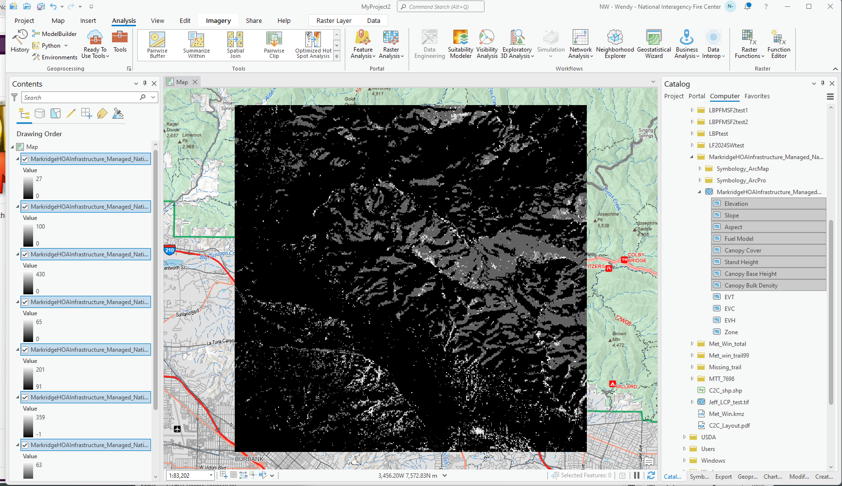 All landscape bands are highlighted except for EVT, EVH, EVC, and Zone.
