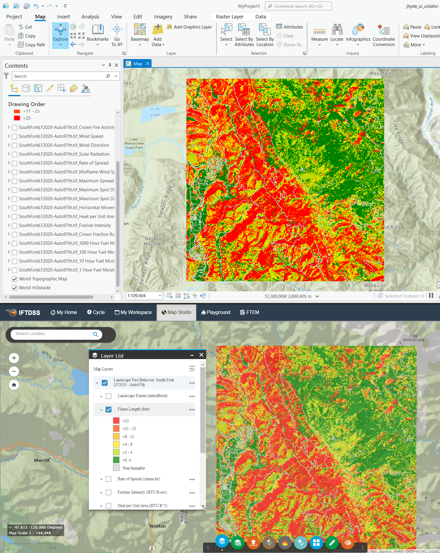 Flame length layer in ArcGIS Pro displaying the same symbology as IFTDSS map studio