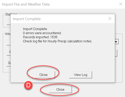 click the 'close' buttons that appear when the file import is complete.
