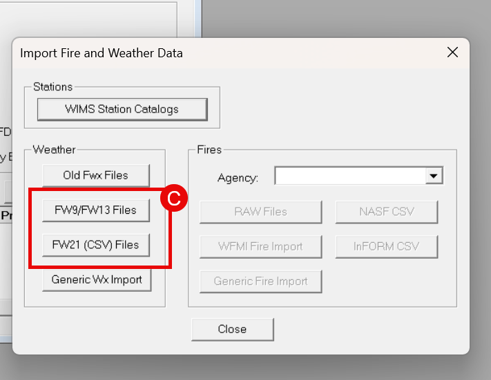 select the 'FW9/FW13 Files' or 'FW21 Files' type to import.