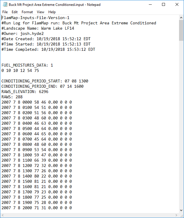 flammap input file from an LFB download, open in NotePad