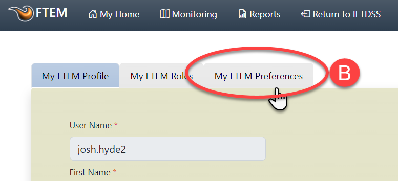 select the 'my preferences' tab