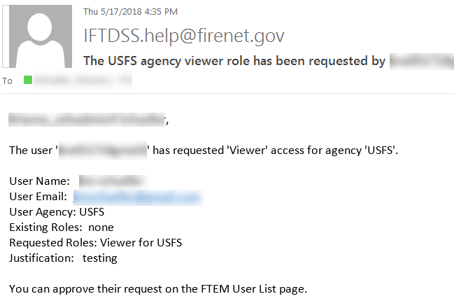 example of email request to an anministrator to approve a non pre-approved account request