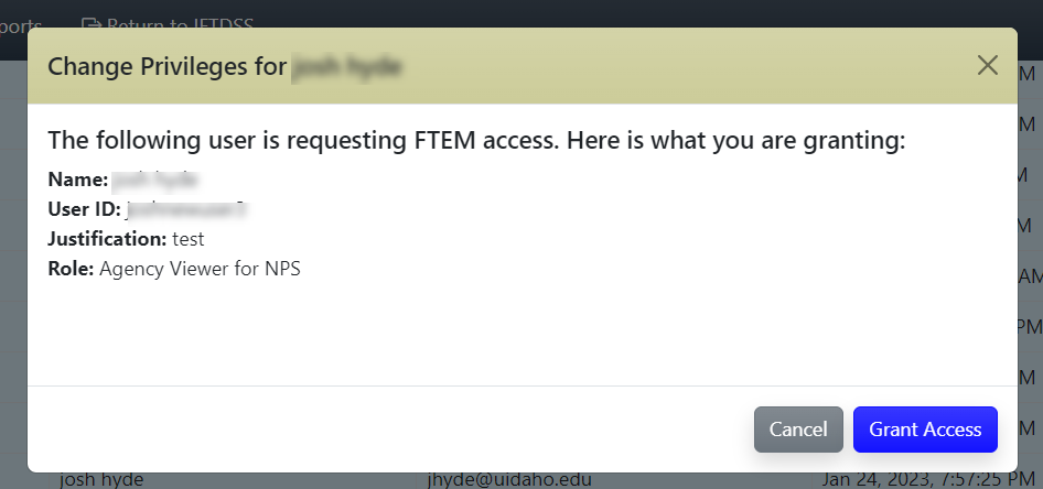 a dialogue box will appear asking the administrator to approve the request.