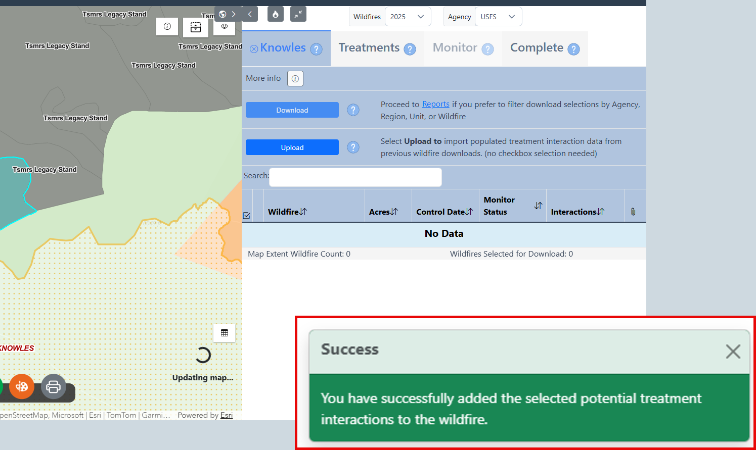 A green Success message appears in the bottom right of the screen to confirm the interaction has been successfully added.