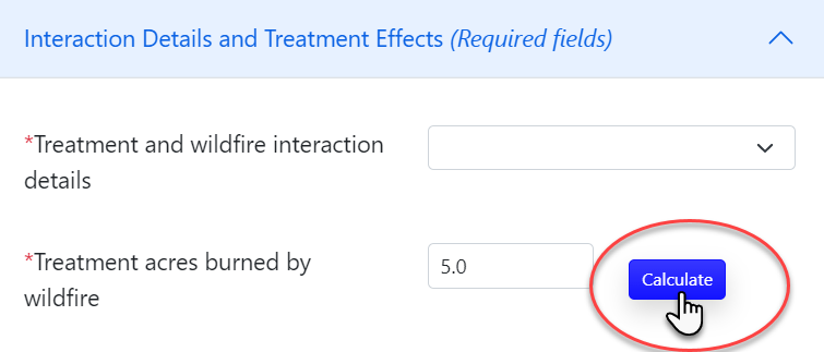 The calculate button appears to the rigth of the "treatment acres" field