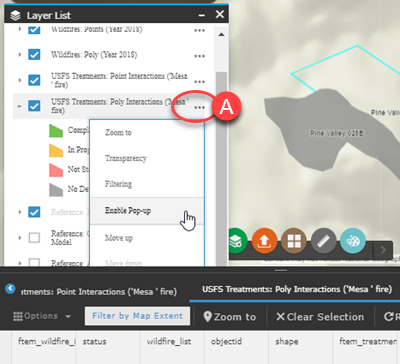make sure pop ups are enabled in the layer list for the treatment layer