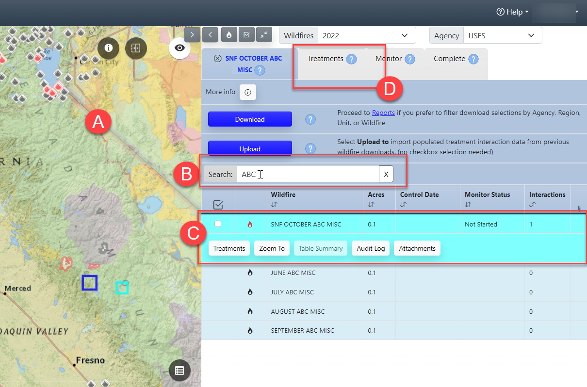 ftem monitoring page with map zoomed out to show entire US.