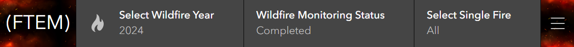 Flters in the ftem dashboard for sorting based on wildfires. Described in text in this document.