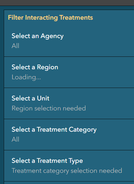 Flters in the ftem dashboard for sorting based on treatments. Described in text in this document.