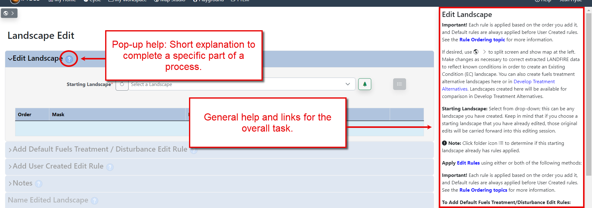 there is in-app help tips in IFTDSS throughout the interface