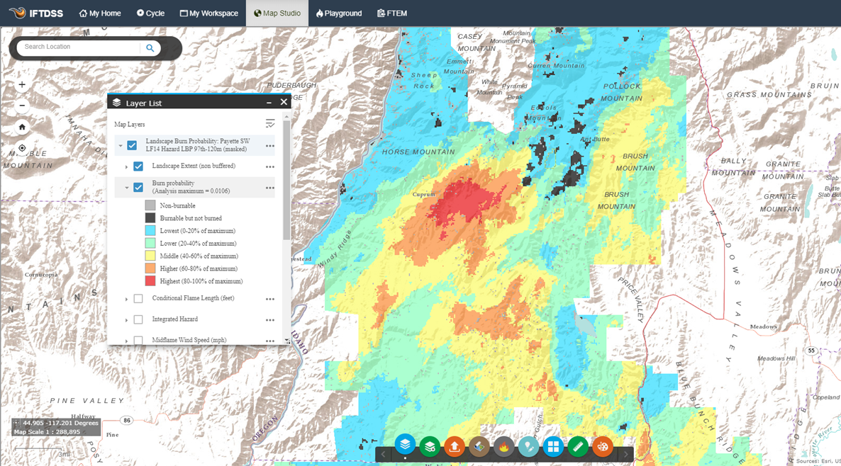 IFTDSS Landscape Burn Probability Model output