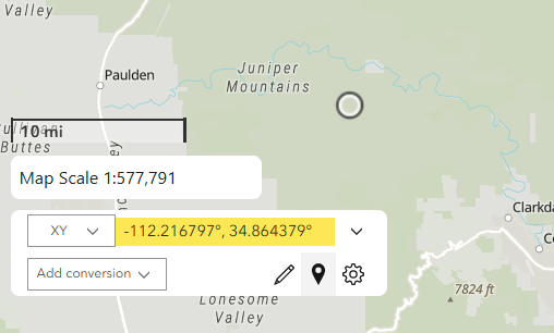 Once a coordinate is selected, a circular point appears and the coordinates are locked in.