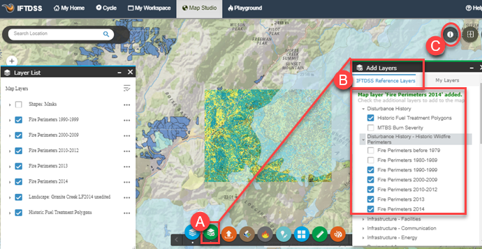 use 'add reference data' to add historic disturbance information