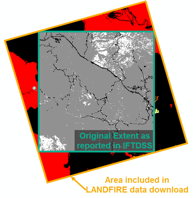 original data extent with extra surrounding it