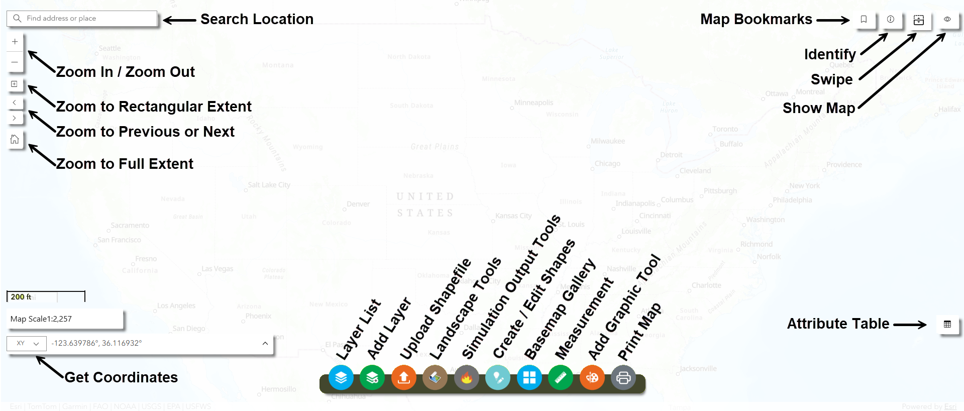 Map Studio with widgets visible in the top left and right, and bottom left, center, and right.