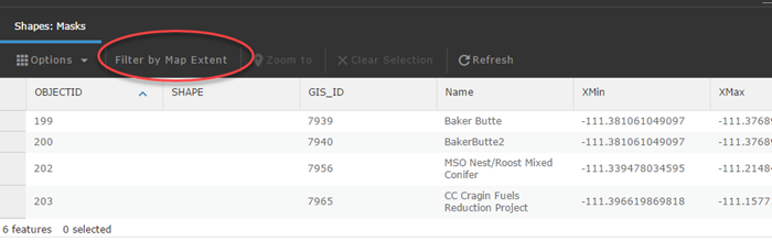 attribute table with filter by map extent turned off