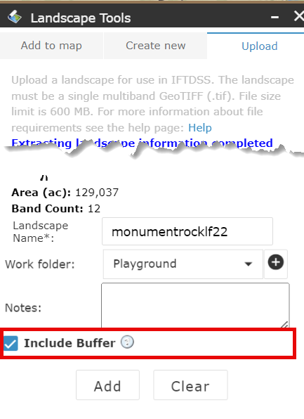 Include buffer box is checked by default.