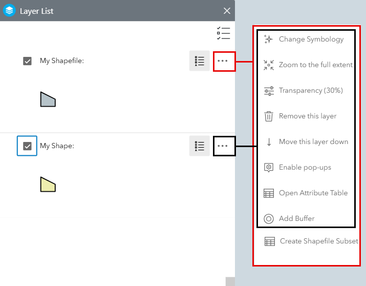 shapefile options as described in text.