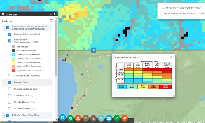 Map Studio with an HVRA Set open and overlaid over Landscape Burn Probability outputs