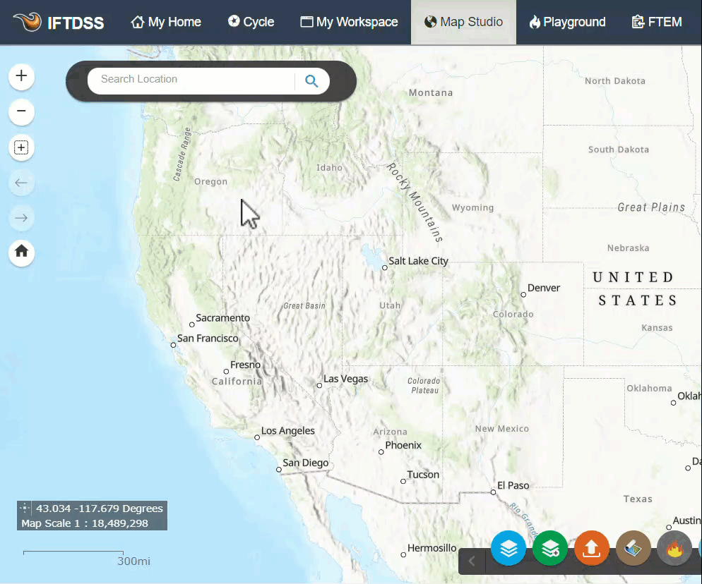 rectangular extent zoom widget is found in the left of the screen.