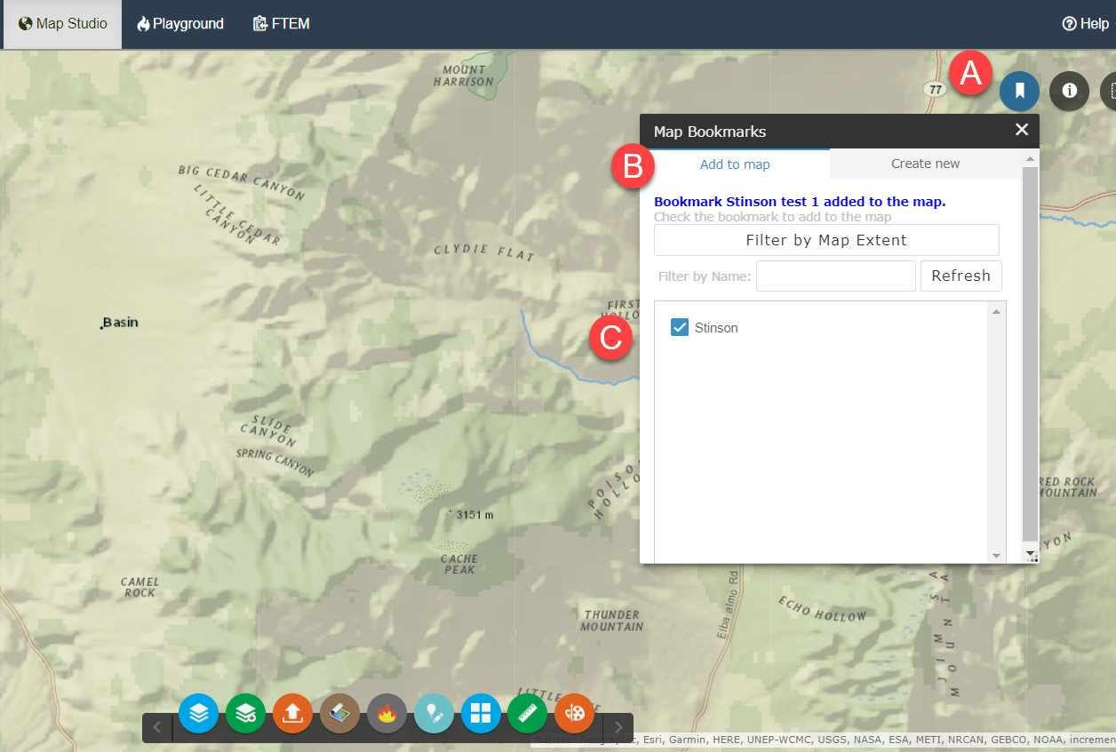 open a map bookmark as described in text.