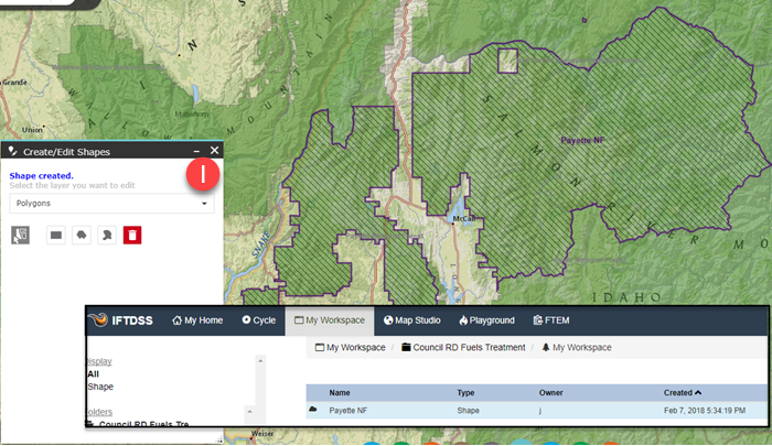 saved shapes are available in "My Workspace" and throughout IFTDSS