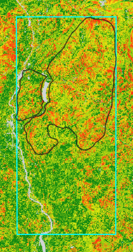 two polygons created around high fire behavior areas
