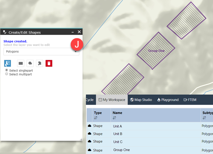 individal shapes and groups are saved in My Workspace