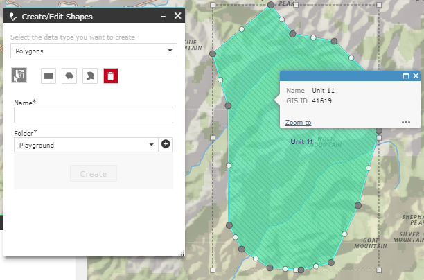 polygon in edit mode with vertices visible around the perimeter