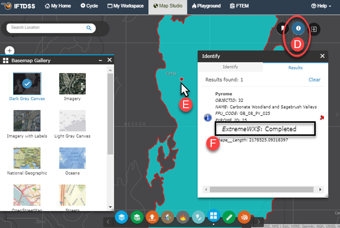 use the 'identify' widget to view pyrome status.