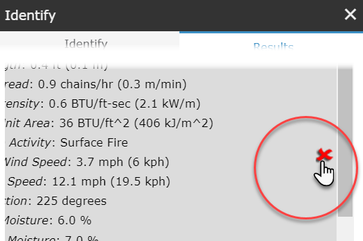 Clicking on the red x will remove those results from the identify list.