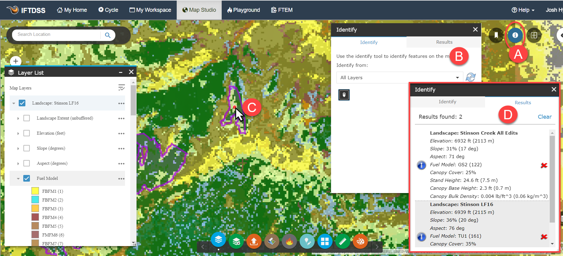 use the identify tool to identify points in map studio