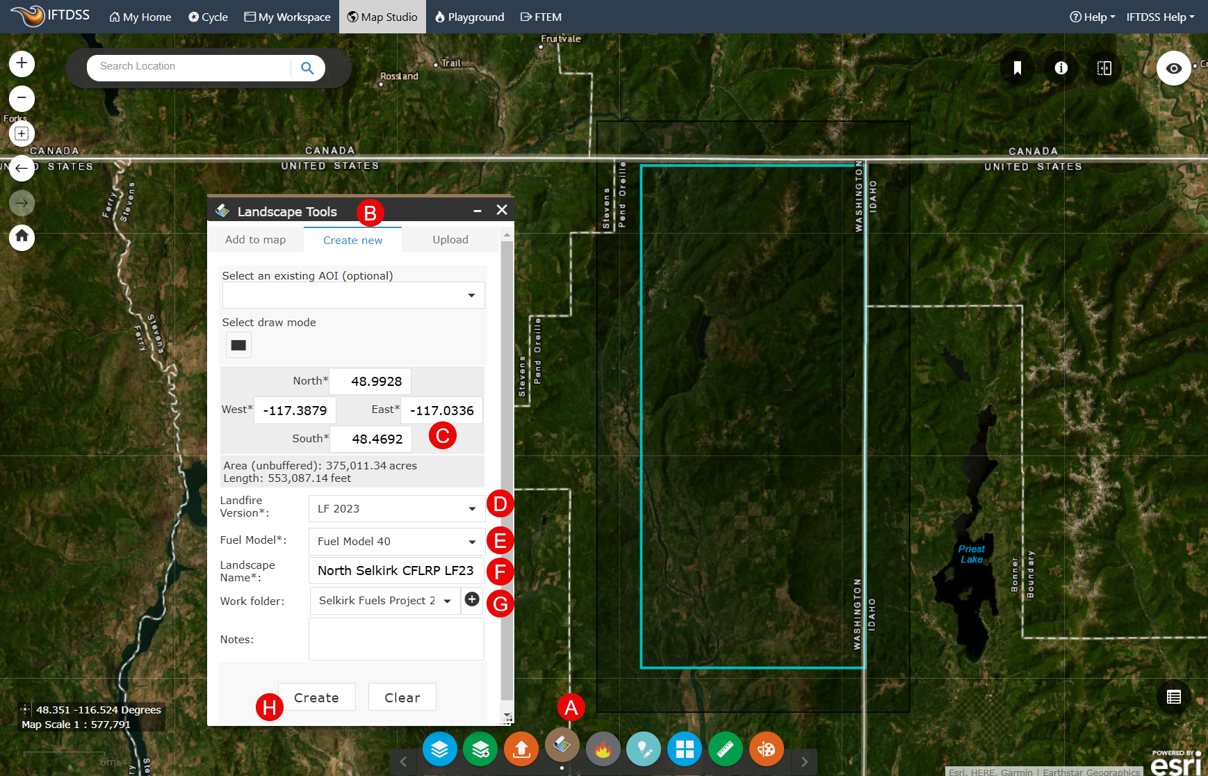 Landscape Tools open with landscape fields populated.