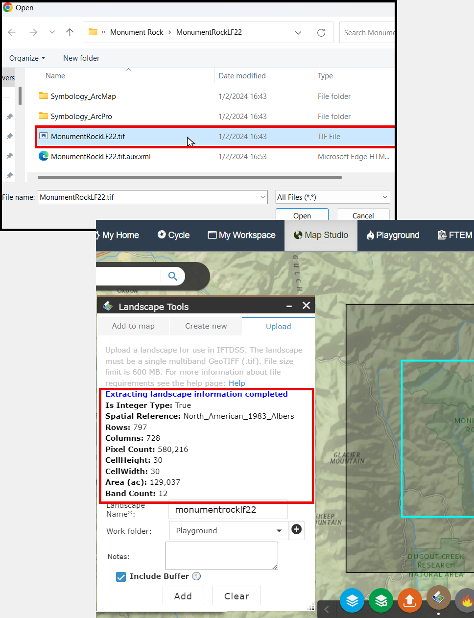tif file selected for upload.