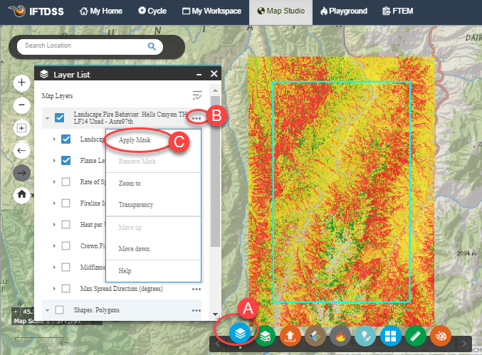 the 'apply mask' feature is available from the 'more options' button in the top right of Layer List.